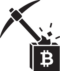 Mining Pickaxe Digital Block Silhouettes isolated on white background