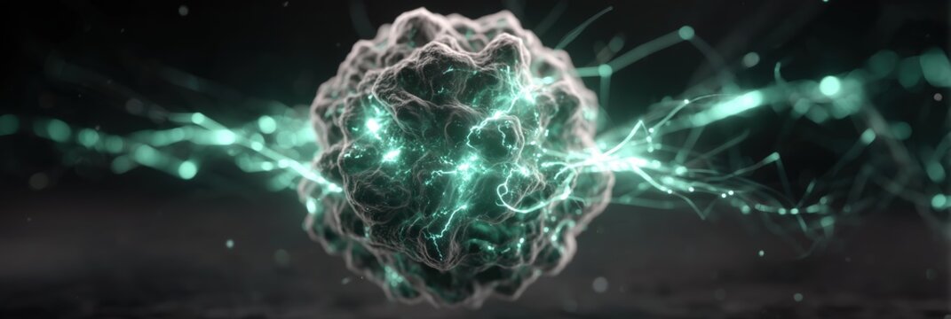 A futuristic technology background showing a neural network or glowing AI brain cell concept.

