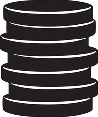 Stacked Crypto Coins Silhouettes isolated on white background