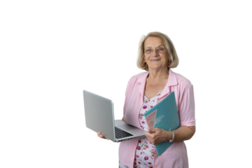 Senior businesswoman working with laptop and documents