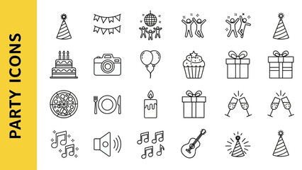 Party Icons Celebration Elements for Events, Entertainment, and Festive Designs