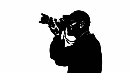 Silhouette of a photographer capturing a moment with a professional camera.