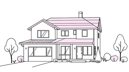 Modern house illustration residential architecture clean lines minimalist design