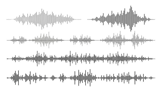 Sound wave patterns representing audio frequencies and decibel levels for music production and analysis