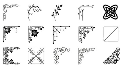 Ornate Decorative Corner Border Vector Elements Collection