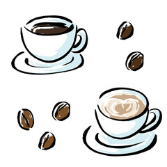 筆で描いたコーヒーの手描きアート