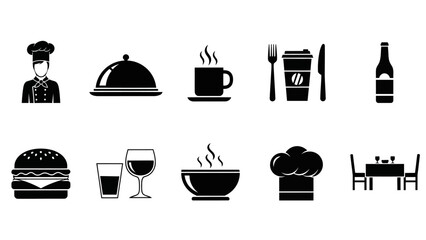Culinary Delights A Collection of Food and Beverage Icons for Restaurants and Menus