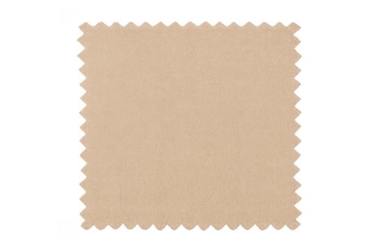 Beige textile fabric swatch with pinking shear edges