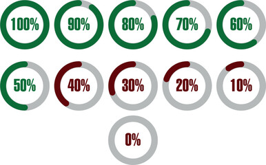 Green and red glossy Infographic circles vector isolated on a white background