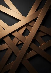 Metallic Interwoven Bands Against a Dark Background Artistic Arrangement