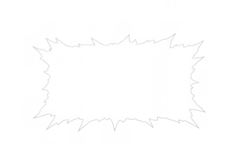 Torn paper border creating a rough rectangular frame with ragged edges, isolated on a transparent background