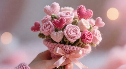 Wool Valentine Heart Bouquet