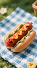 Yarn Hotdog With Thread Mustard