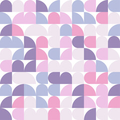 Seamless pastel geometric pattern with rounded abstract shapes in pink, purple, and blue tones. Modern minimal design for textile, wallpaper, branding, and decorative backgrounds.