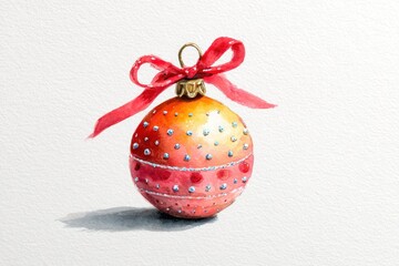 Watercolor New Year's illustration, Christmas ball on a white background. AI generative.