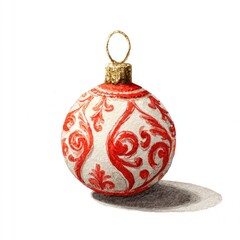 Watercolor New Year's illustration, Christmas ball on a white background. AI generative.