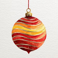 Watercolor New Year's illustration, Christmas ball on a white background. AI generative.