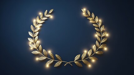 commemoration. Golden laurel wreath encircling glowing name inscription, honor theme, elegant composition. event programs, museum guides, designed for cultural heritage projects and event programs.