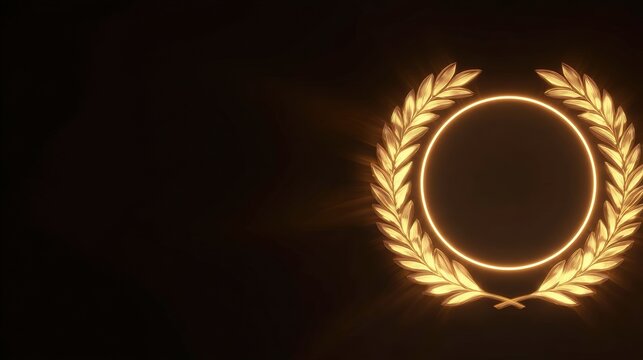 commemoration. Golden laurel wreath encircling glowing name inscription, honor theme, elegant composition. event programs, museum guides, designed for cultural heritage projects and event programs.