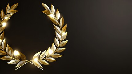 commemoration. Golden laurel wreath encircling glowing name inscription, honor theme, elegant composition. event programs, museum guides, designed for cultural heritage projects and event programs.