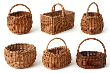 Collection of woven baskets with handles