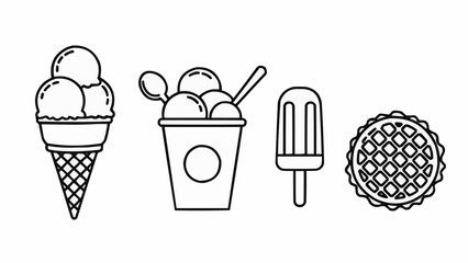 Set of Ice Cream and Dessert Icons.