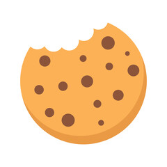 Chocolate chip cookie biscuit icon in flat style. Sweet dessert vector illustration on isolated background. Homemade snack sign business concept.