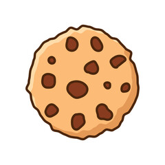 Chocolate chip cookie biscuit icon in flat style. Sweet dessert vector illustration on isolated background. Homemade snack sign business concept.