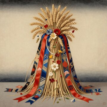 This is a traditional Ukrainian Christmas didukh made of straw.