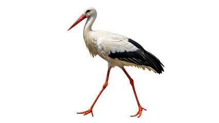 Fototapeta premium Elegant stork walking with its long red legs in a natural