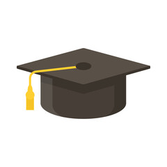 Graduation cap icon in flat style. Education hat vector illustration on isolated background. Graduate headwear sign business concept.
