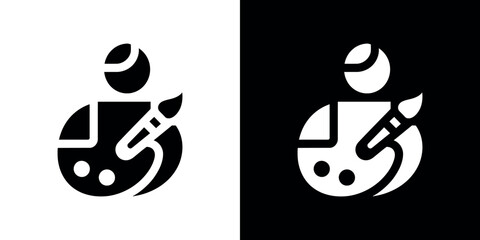 Isolated Artist Icon with Palette, Brush, Paint, Creative, Transparent