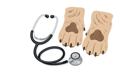Veterinary care for pets featuring paws and stethoscope promoting pet wellness and healthcare services for animal lovers and pet owners