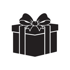 Christmas Gift Box Silhouette – Festive Present with Ribbon and Bow for Holiday and Winter Designs