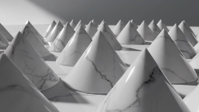 Abstract Pattern of Cones in Monochrome Perspective.