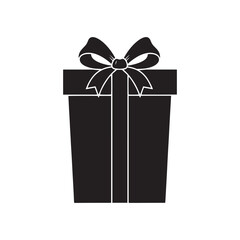 Tall Christmas Gift Box Silhouette – Vertical Wrapped Present with Elegant Ribbon Bow for Holiday and Winter Designs