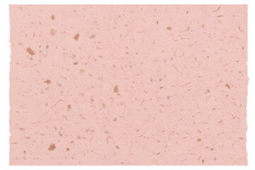 Fototapeta premium Light pink textured paper, crafted hand with specks, showing a rough edge and transparent background