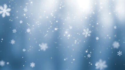 Falling snowflakes on a blue background winter season festive holiday backdrop for Christmas and New