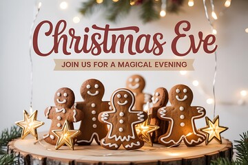 Christmas Eve celebration with cute gingerbread cookies and twinkling lights for a festive holiday gathering or cozy winter promotion