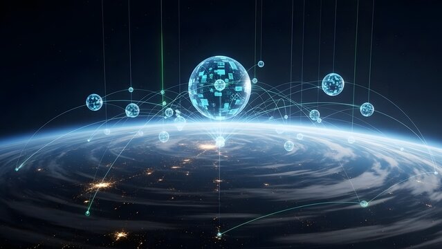 Futuristic technology over earth a vision of global connectivity and progress