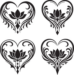 Tribal lotus heart tattoo vector illustration
