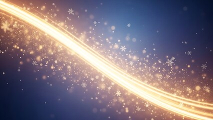 Golden light streak with snowflakes festive abstract background for Christmas and New Year designs w
