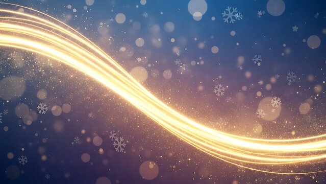 Golden light streak with snowflakes a festive background for winter holidays perfect for greeting ca - Powered by Adobe