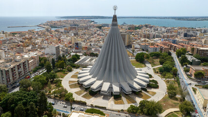 Aerial view of the Basilica of the Madonna delle Lacrime (Sanctuary of the Virgin of Tears). It's a...