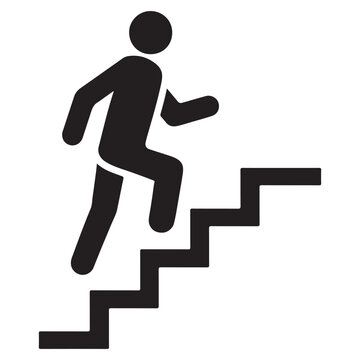 Person walking up stairs icon vector silhouette