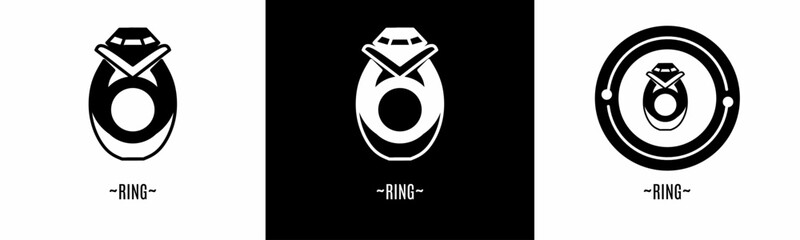 Ring logo set. Collection of black and white logos. Stock vector.