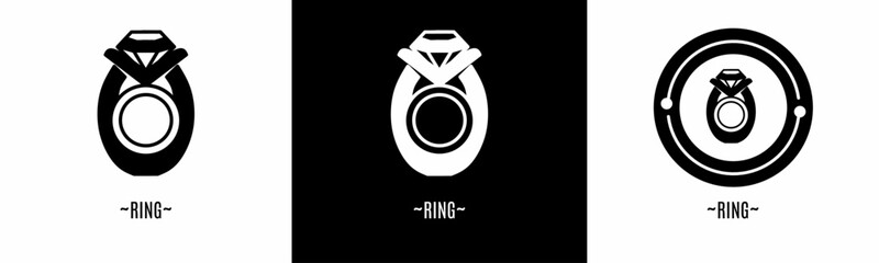 Ring logo set. Collection of black and white logos. Stock vector.