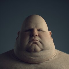 Overweight bald man expressing sadness and worry