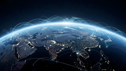 Earth from space with city lights and atmosphere glow