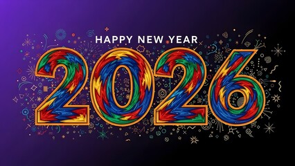 Celebrate 2026 with vibrant, eye-catching designs for New Year's greetings and festive promotions, featuring playful typography and colorful elements